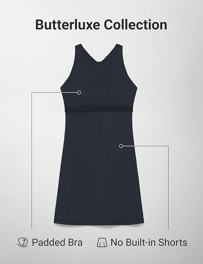 CRZ YOGA Butterluxe Racerback Mini Dress for Women - A Line Crewneck Casual Travel Outfits with Bras No Built-in Shorts