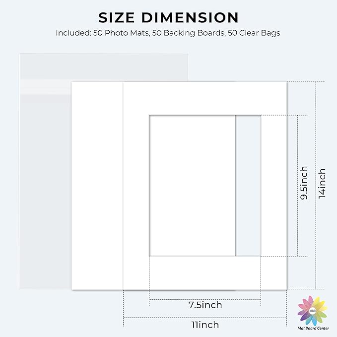 Mat Board Center, 11x14 for 8x10 White Picture Mat Sets - Image 2