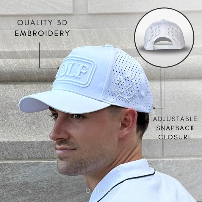 CITRUSY Athletic Trucker Golf Hat | Performance Mens 5 Panel Cap | Cool Breathable Waterproof Workout Running Snapback