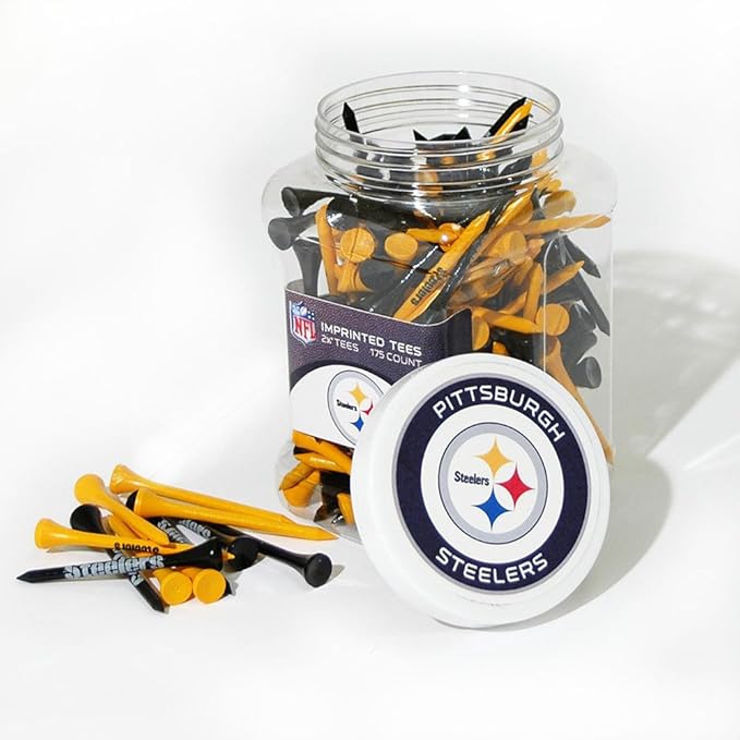 Team Golf NFL Pittsburgh Steelers Jar Of 175 Golf Tees 2-3/4" Golf Tees, 175 Pack, Regulation Size, Multi Team Colors