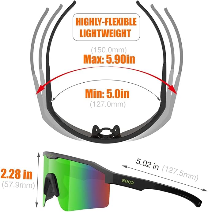 Eazyrun Kids Polarized Sports Sunglasses for Age 8-12 Youth Baseball Softball Cycling Glasses UV Protection for Boy Girl