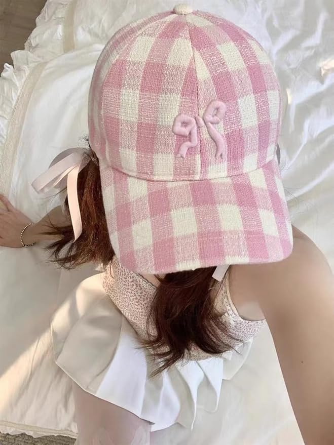 Sumleno Womens Trendy Cute Bow Baseball Cap Y2k Aesthetic Preppy Sun Cap Hiking Travel Trucker Hat Accessories