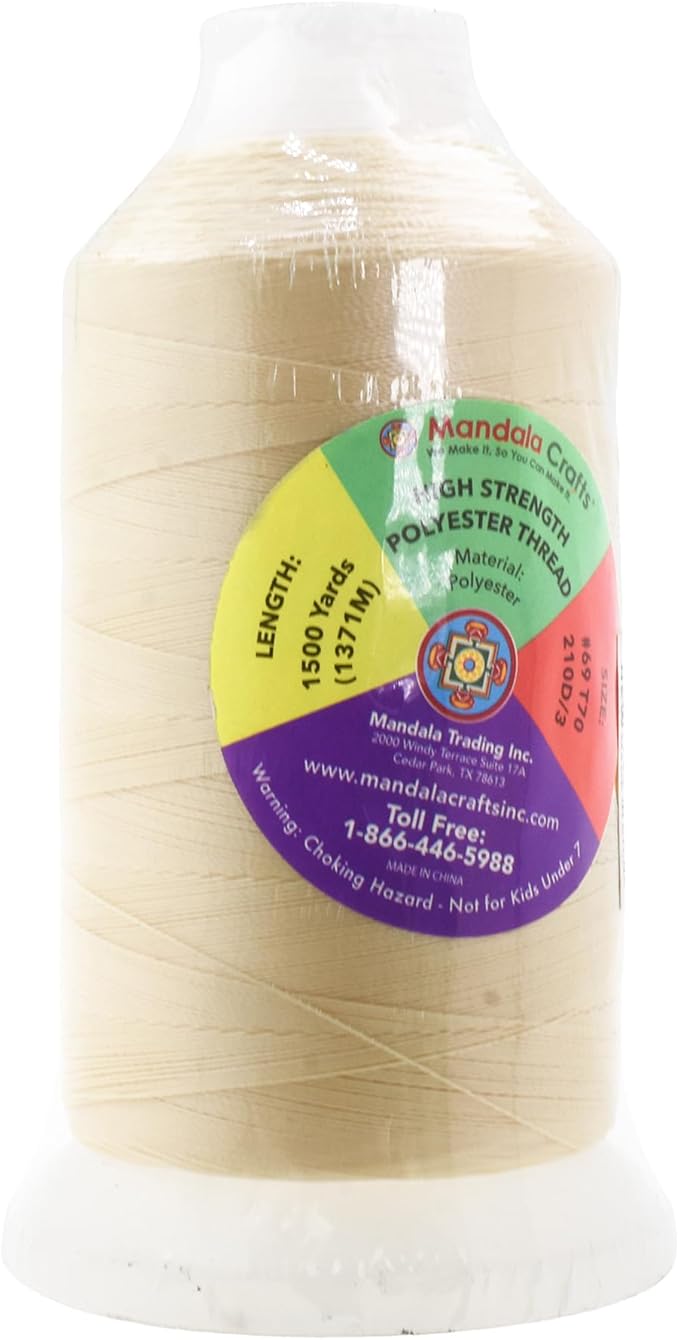 Mandala Crafts Ivory Heavy Duty Thread -1500 Yds Tex 90 Thread - Image 3