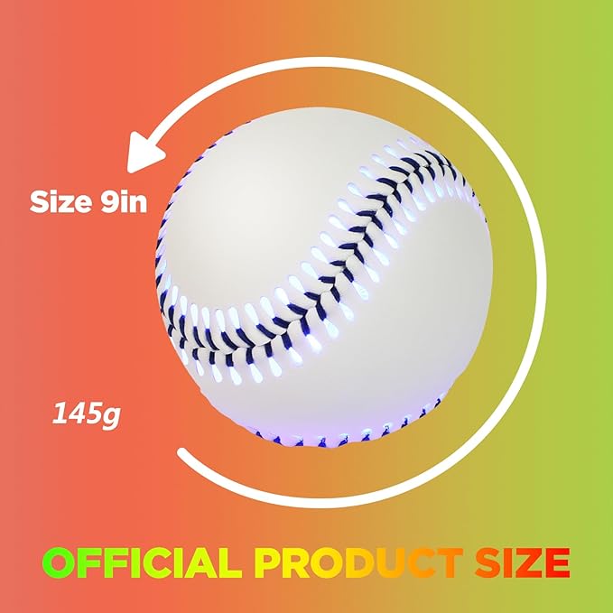 LED Glow Baseball – 6-Color Changing, Rechargeable via Type-C, Night Practice & Games, Official Size, Gifts