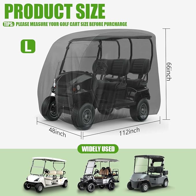 KISEER 4 Passenger 420D Waterproof Golf Cart Cover fits EZ GO Club Car Yamaha, Sunproof Dustproof