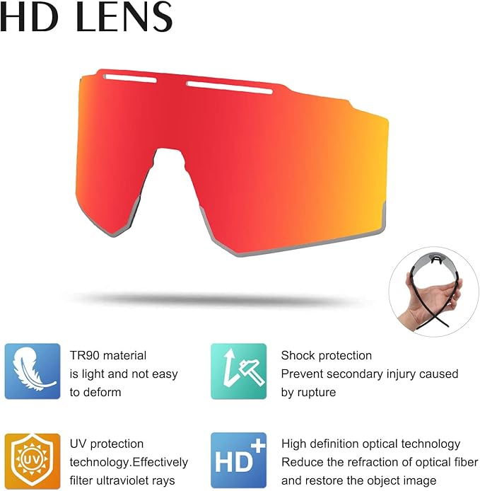 OULAIQI Cycling Sunglasses Polarized Sunglasses for Cycling Men Women with 1 Lens or 3 Interchangeable Lens Baseball Glasses