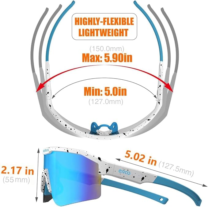 Eazyrun Kids Polarized Sports Sunglasses for Age 8-12 Youth Baseball Softball Cycling Glasses UV Protection for Boy Girl