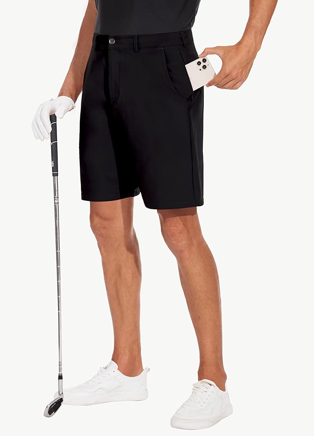 JWM Mens 7"/9" Stretch Golf Shorts - Lightweight Hybrid Casual Dress Work Flat Front Shorts with 5 Pockets Quick Dry UPF50