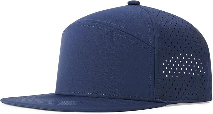FEINION Men Flat Brim Adjustable Performance Hat Snapback Laser Perforated Baseball Cap