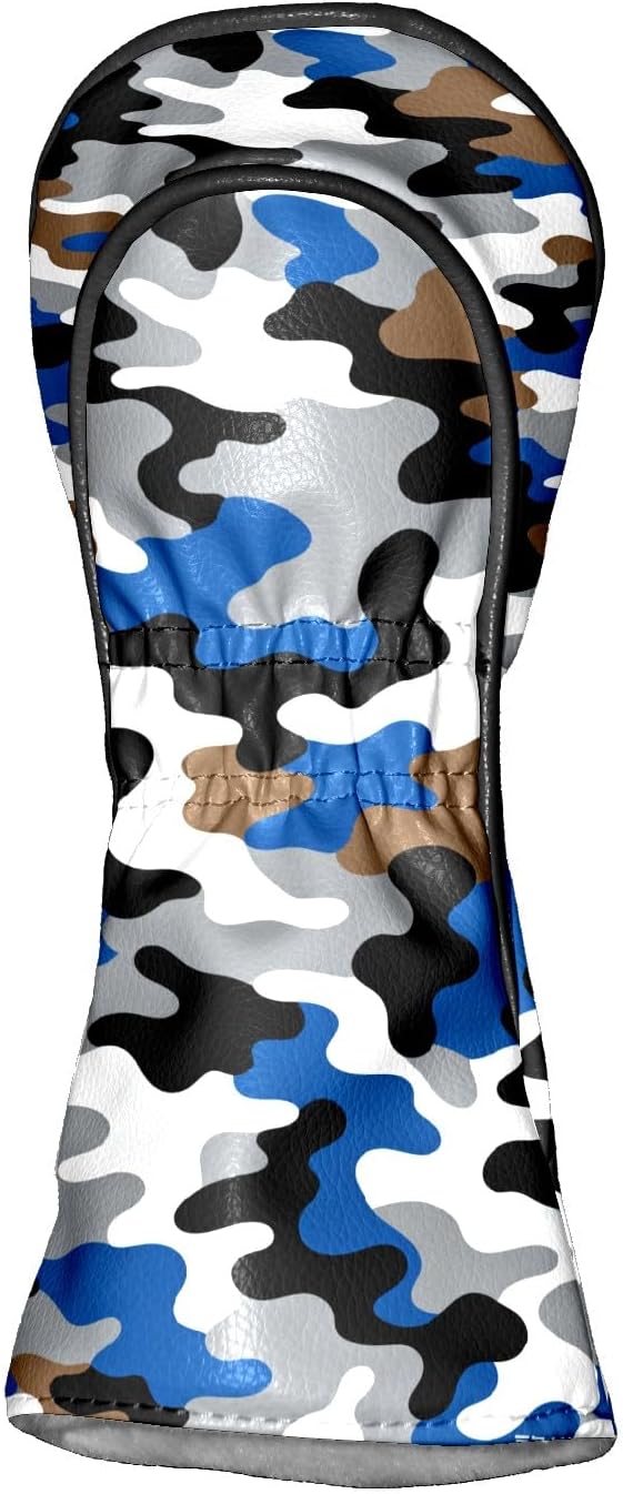 Golf Headcovers Fits Driver Hybrid Fairway 3/5 Wood, Waterproof PU Leather Golf Club Protector, Ideal Sports Accessories & Golfer Gift Colorful Geometry