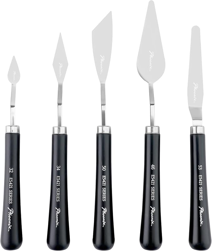 PHOENIX High Flexible Palette Knife Set, 5 Pieces Stainless Steel Painting by PHOENIX