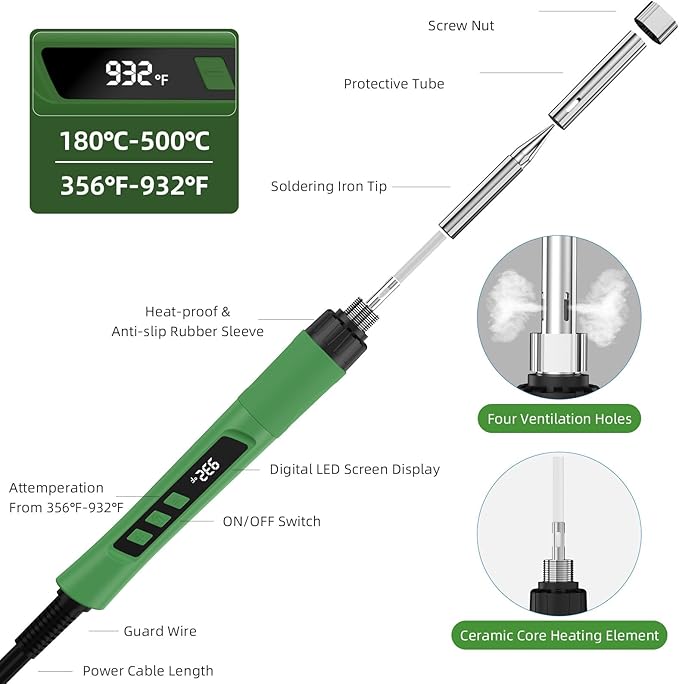 Soldering Iron Kit, 190W Soldering Gun, 110V LED Solder Kit - Image 2