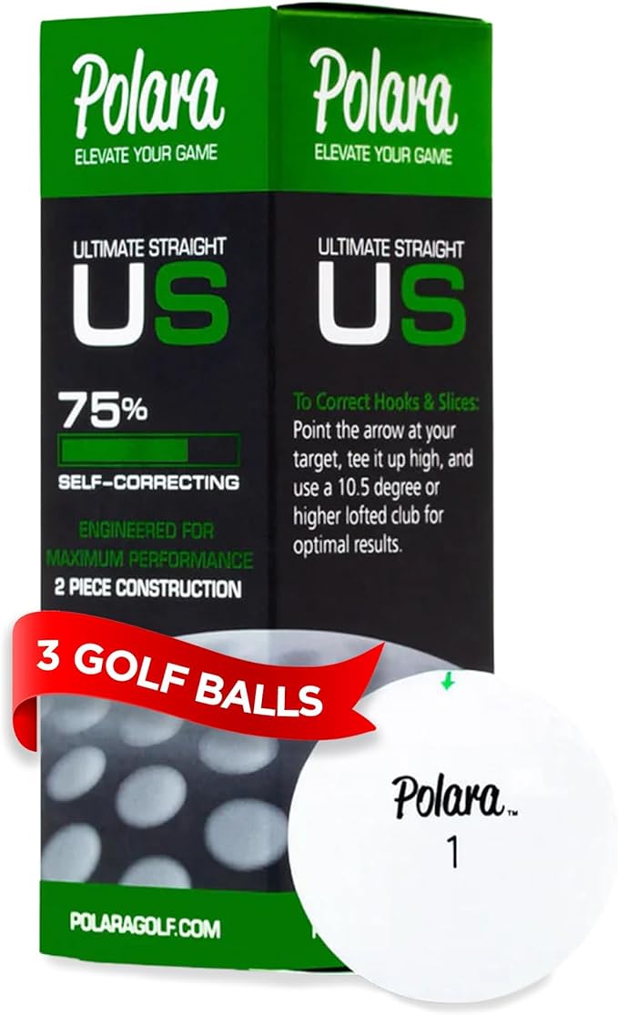Polara Self-Correcting Golf Balls – High-Performance Golf Balls with Soft Feel, Anti-Slice & Hook Correction, Exceeds USGA Limits, Dimple Design for Maximum Distance, Golf Accessories for Men & Women