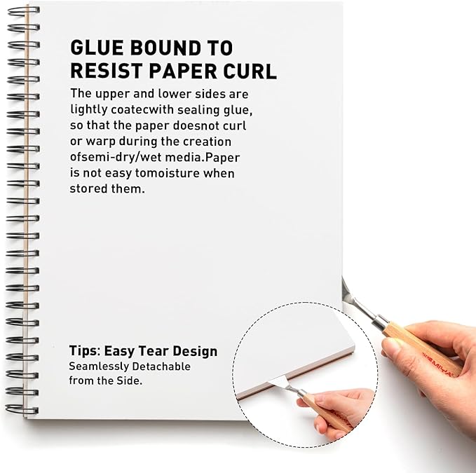 HIMI Mix Media Paper Pad 9X12'' 40 Sheets Mix Paper Pad, Side Wire Bound - Image 7