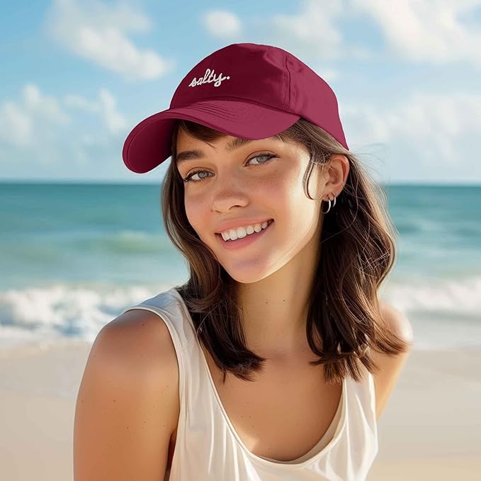DALIX Salty Embroidered Cotton Beach Baseball Cap Adjustable Dad Hat Womens