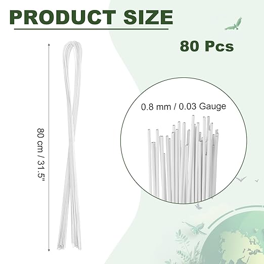 PATIKIL 32 Inch 22 Gauge Floral Stem Wire, 2 Pack/80 Pieces Bouquet Stem Paper - Image 2