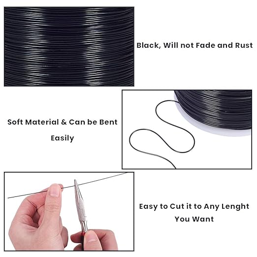 BENECREAT 20 Gauge 770FT Black Anodized Aluminum Jewelry Craft Wire - Image 2