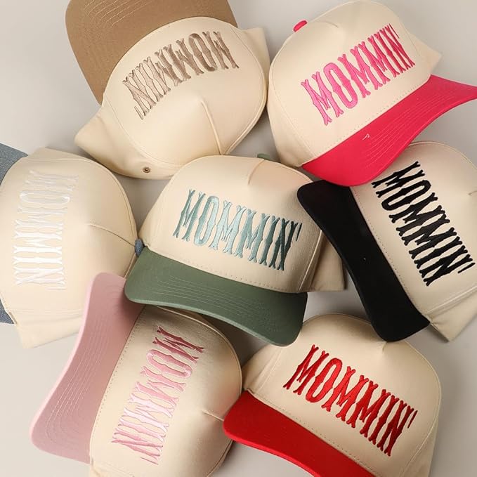 MIRMARU Two-Tone Vintage Canvas Trucker Hats for Men & Women, Adjustable Size Baseball Caps with Trendy Embroidered Design