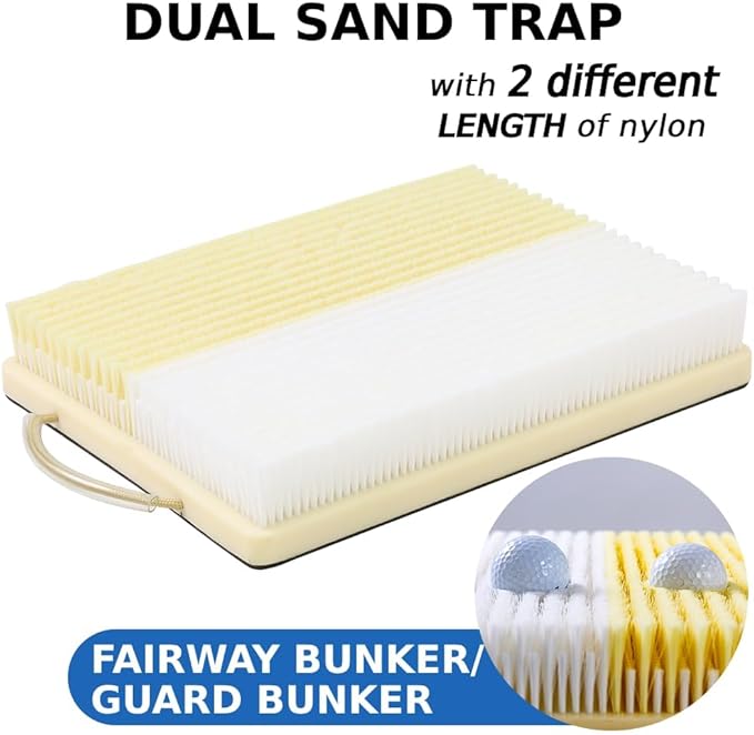 Japard Golf Practice Mat Bunker with Handle Dual Mode Sand Trap Trainer with Shallow & Deep Pit Simulation, 15.5" x 11.6'' Portable Hitting Mat for Indoor Outdoor Gift