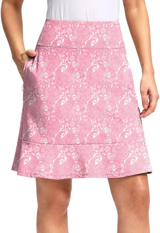 Viodia 20" Knee Length Skorts Skirts for Women with Pockets High Waisted Athletic Tennis Golf Skort for Casual Summer