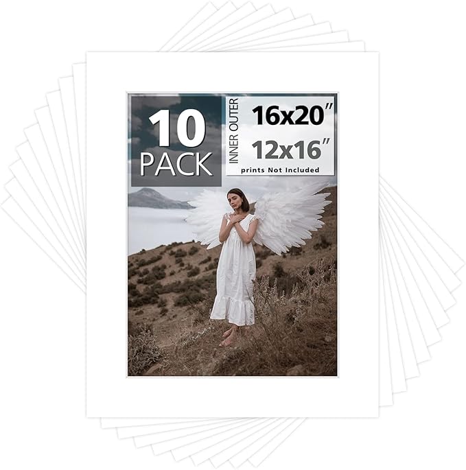 Mat Board Center, 16x20 for 12x16 White Photo Picture Mats by MatBoardCenter