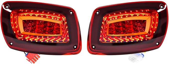Golf Cart LED tail Lights, 12V Rear Lights with 4 Wire for 2016 + EZGO RXV,Replace Brake Lights Assembly for EZGO RXV 2016+ Gas & Electric Models
