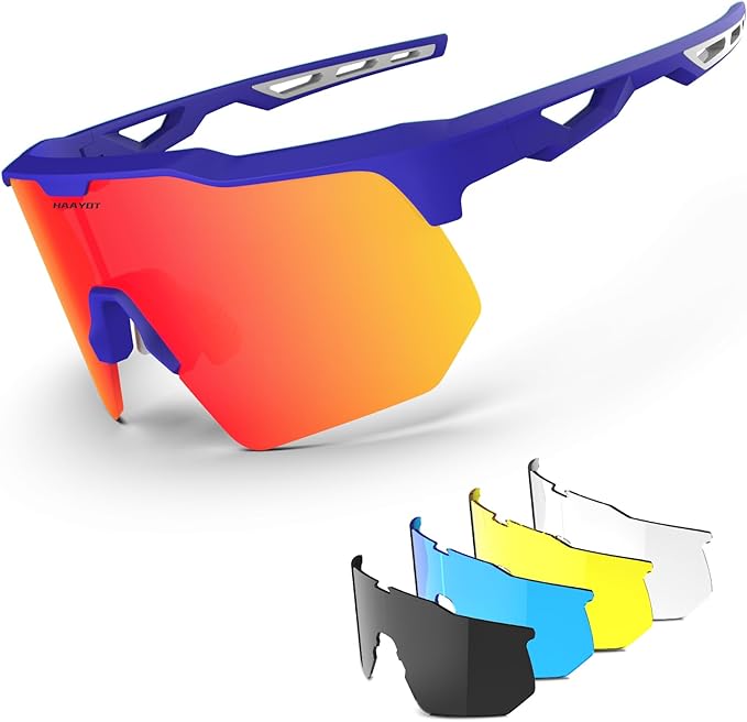 HAAYOT Polarized Sports Sunglasses for Men Women Youth Baseball Cycling Running Softball Biking Glasses 5 Lenses