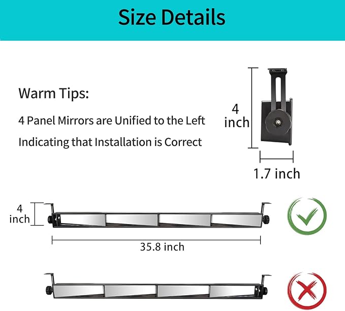 10L0L Universal Golf Cart 4 Panel Mirror for Yamaha EZGO Club Car, Eliminate Blind Spots Wide Angle Rear View Mirror