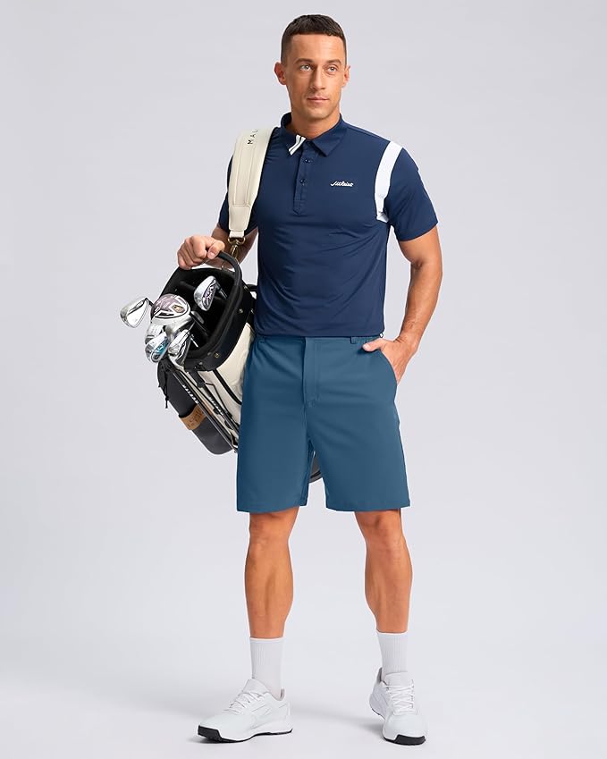 Pudolla Men's Casual Shorts 7"/9"/5" Lightweight Golf Shorts with 3 Pockets Stretch Quick Dry Comfy Work Shorts