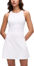 CRZ YOGA Butterluxe Racerback Mini Dress for Women - A Line Crewneck Casual Travel Outfits with Bras No Built-in Shorts