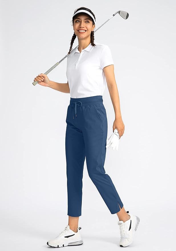 Soothfeel Women's Pants with 4 Pockets 7/8 Stretch High Waisted Sweatpants Travel Athletic Work Golf Pants for Women