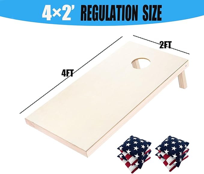 4×2FT Cornhole Board Set, Wooden Corn Hole Games - Image 2