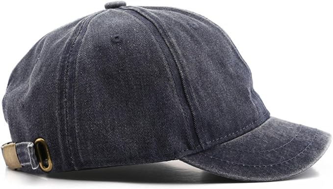 Short Brim Vintage Baseball Cap Adjustable Unstructured Washed Distressed Cotton Blank Dad Hat for Men & Women