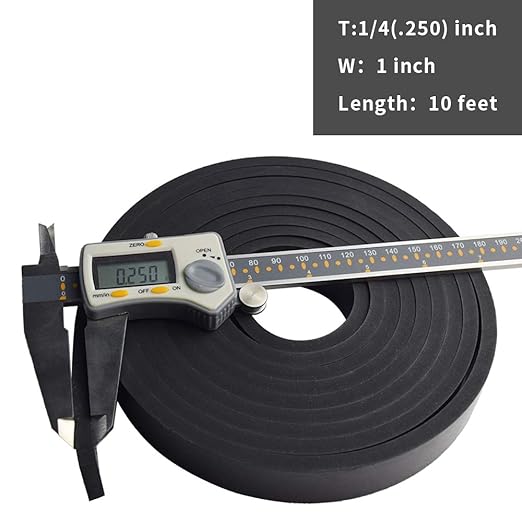 DOBTIM Thick Solid Neoprene Rubber Strips 1/4" Thick X 1" Wide X 10' Long - Image 2
