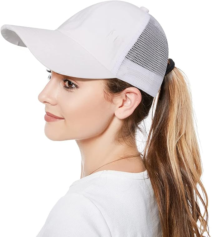 Criss Cross Hat Washed Distressed Baseball Cap Ponytail Hat High Messy Bun Ponycap for Women