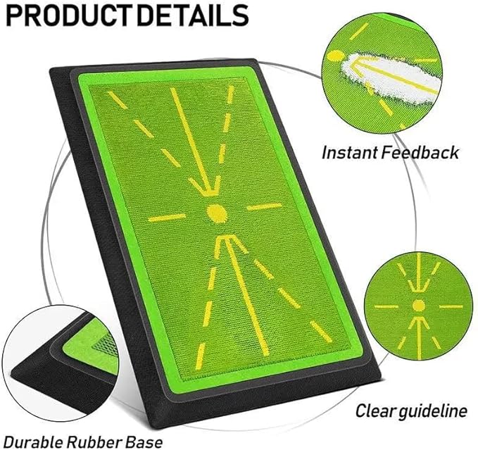 Golf Practice Mats, Golf Hitting Swing Path Mats Feedback with Non-Slip Rubber Backing, Swing Training Accessories