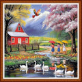 Joyhoor Stamped Cross Stitch Kits for Beginners Needlepoint Kits for Adults Embroidery Kits 11CT Counted Cross Stitch Kits Printed Embroidery Pattern-Outdoor Scenery 18x18 inchs