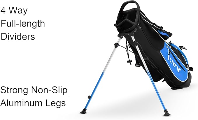 KVV Junior Golf Stand Bag, Lightweight Golf Stand Bag for Children Kids Ages 4-6/7-9/10-12
