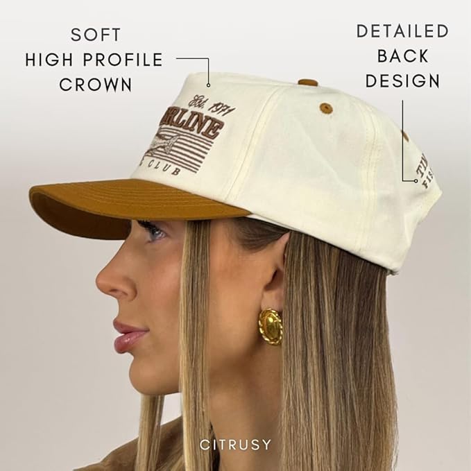 Vintage Low Profile Unstructured Hat | Cotton Flat Bill Snapback Rope Hat | Men & Women’s Hiking Fishing Running Golfing Hat