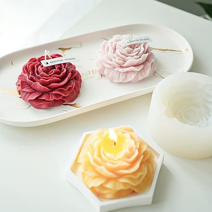 2Pcs Peony Silicone Candle Flower Wax Mold Silicone - Image 8