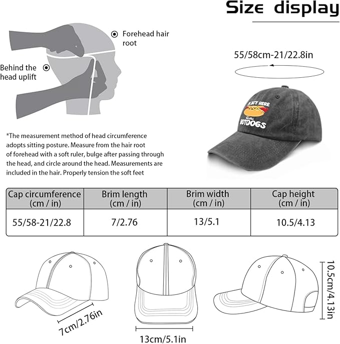 I'm JUST HERE for The Hotdogs Hats for Men Baseball Caps Trendy Washed Workout Hats Light Weight