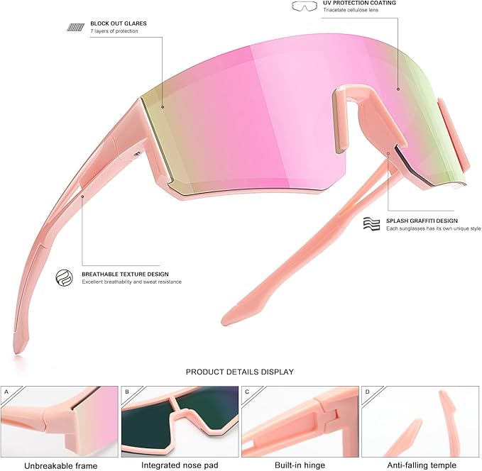 SEKKAF Youth Baseball Sunglasses for Boys Girls Age 6-12 Softball Cycling Sports Sunglasses for Kids Lightweight Frame