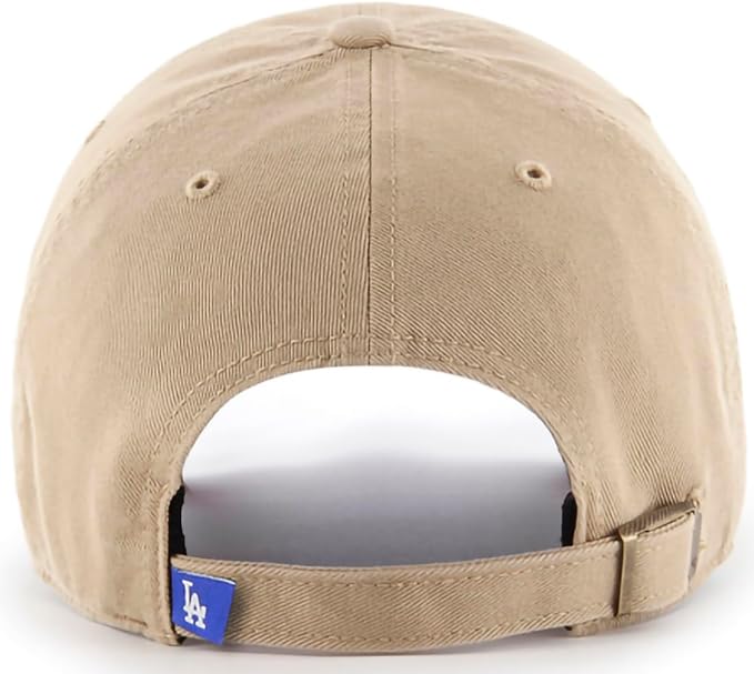 47 Brand MLB Khaki White Primary Logo Clean Up Adjustable Strap Baseball Dad Hat Cap, Adult One Size Fits All