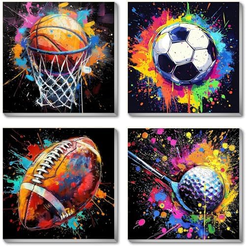 Mandun 4 Pack Ball Paint by Numbers Kit for Kids, with Frame, 7.8x7.8 inch