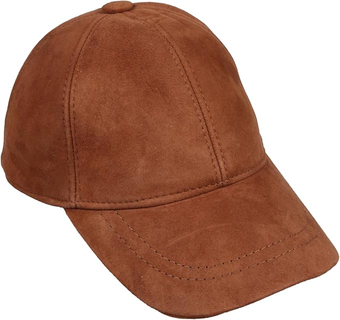 Suede Leather Baseball Cap – Unstructured 6 Panel Adjustable Strapback Hat for Men & Women