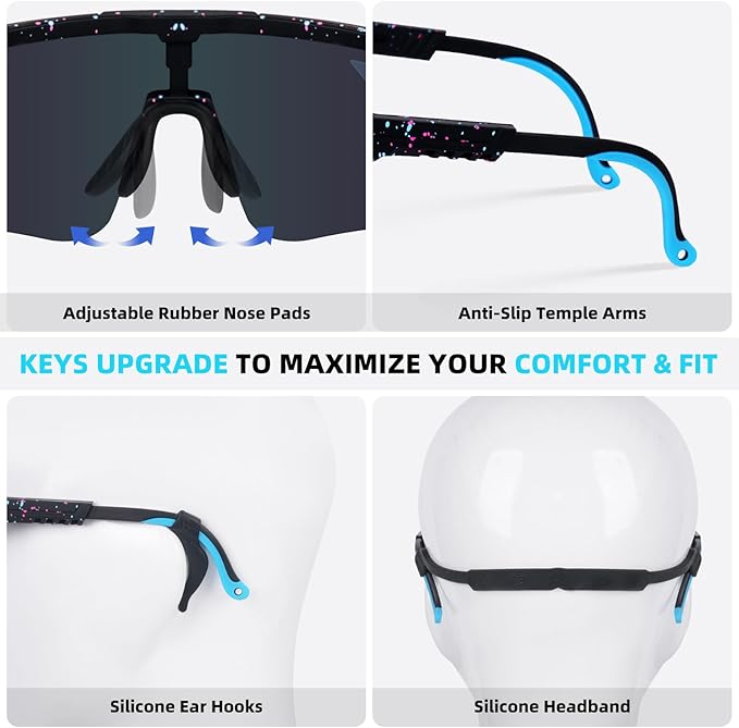 2-Sizes Kids Youth Baseball Sunglasses Men Women Vipers Sunglasses Softball Boys Girl True Polarization &UV Protection