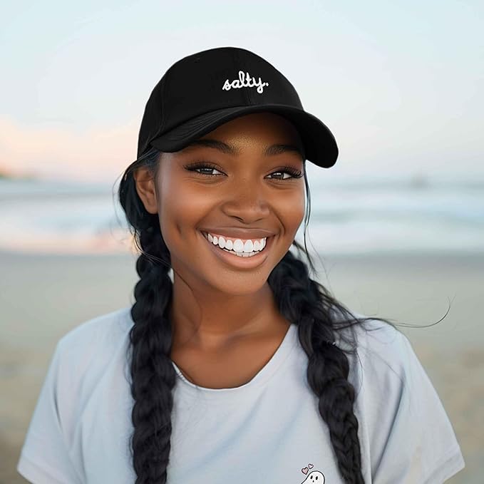 DALIX Salty Embroidered Cotton Beach Baseball Cap Adjustable Dad Hat Womens