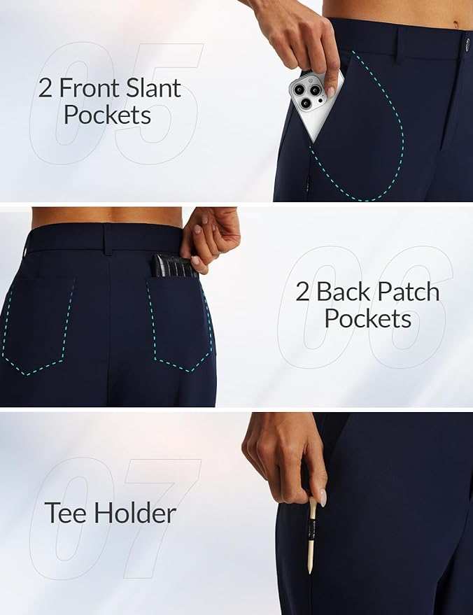 baleaf Women's Golf Pants Straight Leg Stretch Work Travel Pant with Pockets Dressy Bussiness Casual Slacks UPF 50+