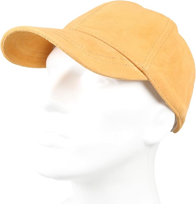 Suede Leather Baseball Cap – Unstructured 6 Panel Adjustable Strapback Hat for Men & Women