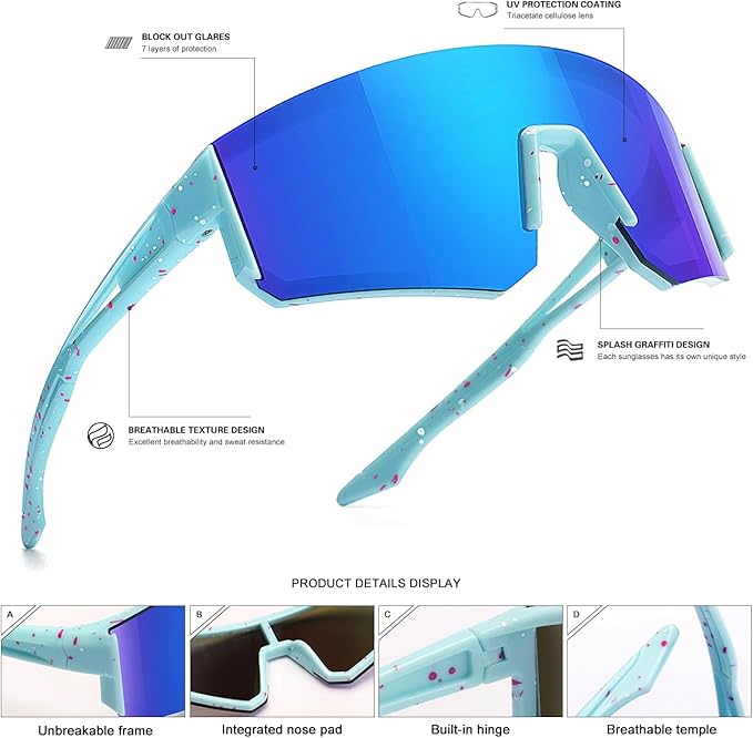 SEKKAF Youth Baseball Sunglasses for Boys Girls Age 6-12 Softball Cycling Sports Sunglasses for Kids Lightweight Frame